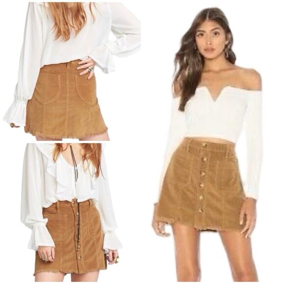 Show Me Your Mumu Sedona Mini Skirt Stretch Corduroy Hazelnut size M  $128 - Picture 4 of 17